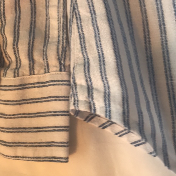 Tommy Bahama white linen w blue stripes medium weight shirt generous fit EUC - Picture 9 of 10
